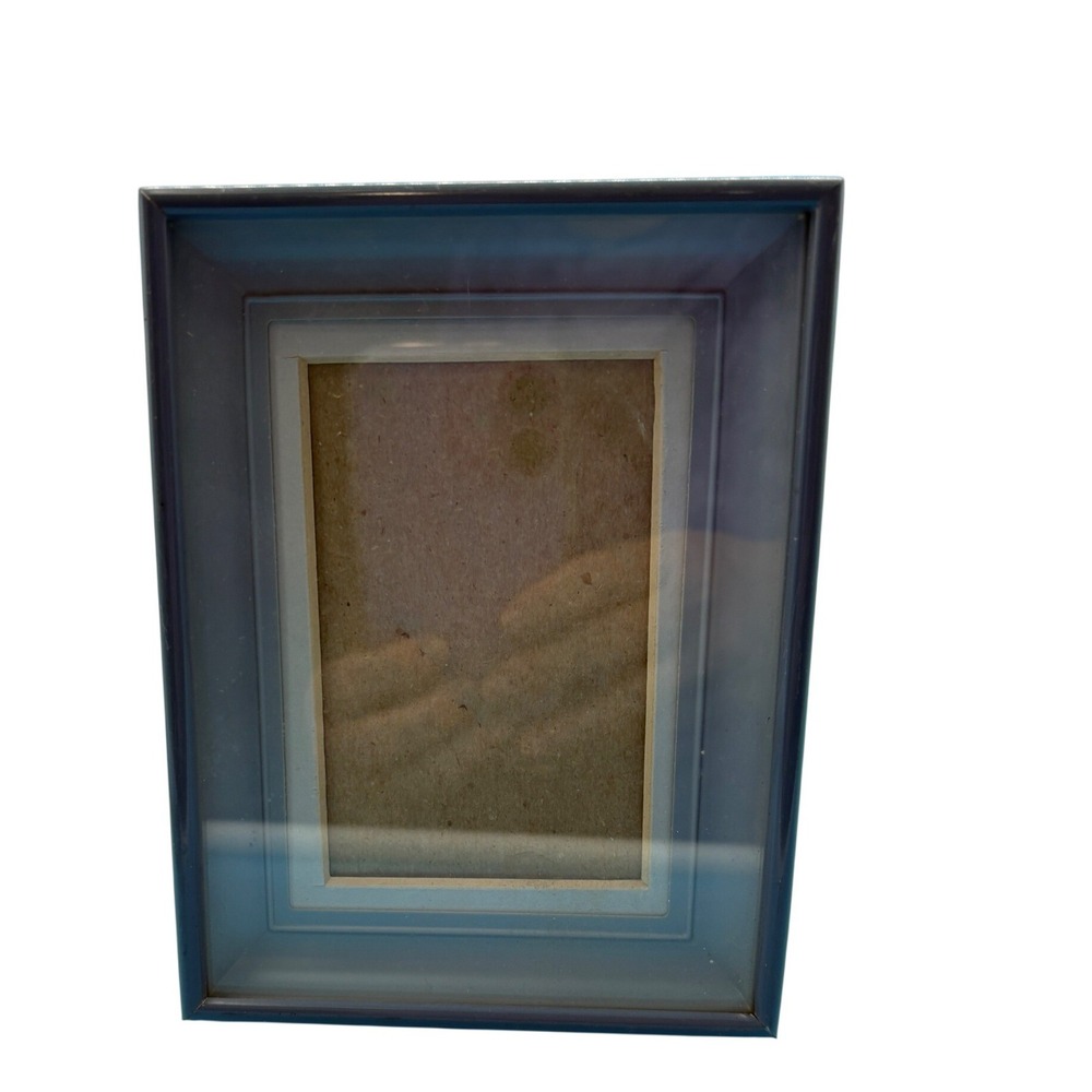 Blue 5x7‎ Picture Frame Double Mat Deep Tabletop Photo Display Small Opening